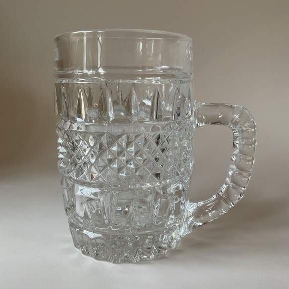 Bohemian Czech Cut Crystal Diamond Point Mugs Set of 2 Vintage 1980s - Picture 3 of 16